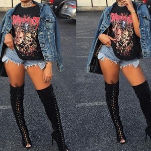 Black thigh high boots